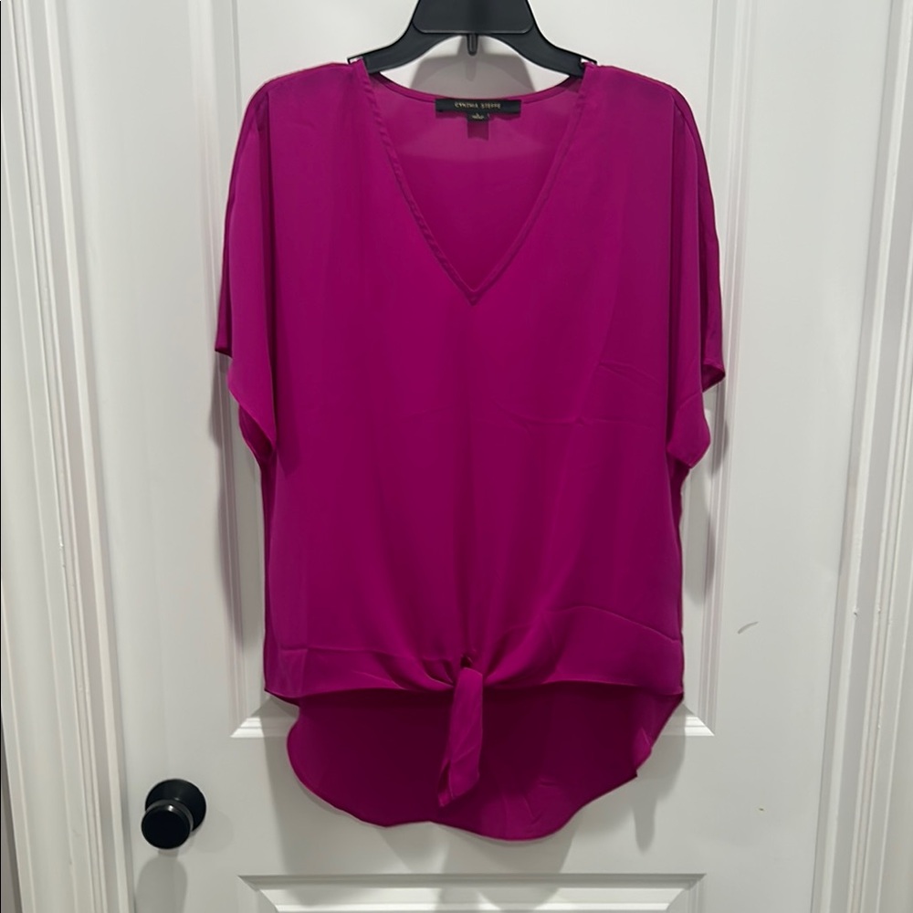 Vibrant Pink V-Neck Women's Top